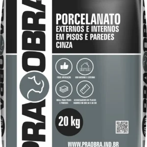 Argamassa Porcelanato cinza PRAOBRA saco 20 kg