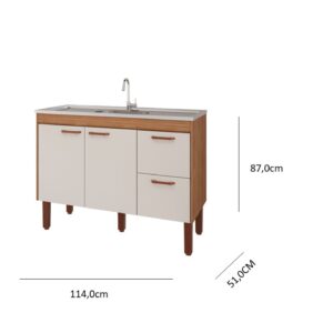 Armário para cozinha balcão Slim 114cm. Fornecedor: MGM Móveis.