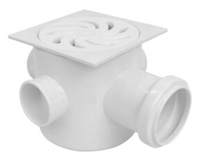 Caixa sifonada Vortice branca quadrada 100x100x50mm. Cód: 20769. Fornecedor: Amanco.