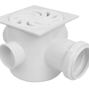 Caixa sifonada Vortice branca quadrada 100x100x50mm. Cód: 20769. Fornecedor: Amanco.